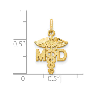 10k Yellow Gold Solid Doctor Of Medicine Md Charm
