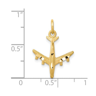 10k Yellow Gold Solid Satin Airplane Charm