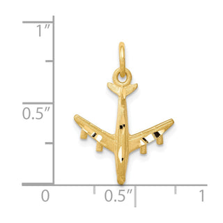 10k Yellow Gold Solid Satin Airplane Charm