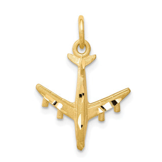 10k Yellow Gold Solid Satin Airplane Charm