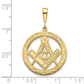 10k Yellow Gold Solid Masonic Symbol Pendant