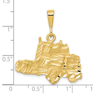 10k Yellow Gold Solid Diamond-Cut Semi Truck Pendant