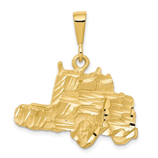 10k Yellow Gold Solid Diamond-Cut Semi Truck Pendant