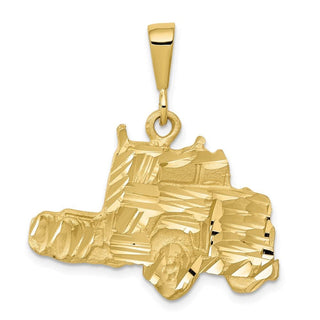 10k Yellow Gold Solid Diamond-Cut Semi Truck Pendant
