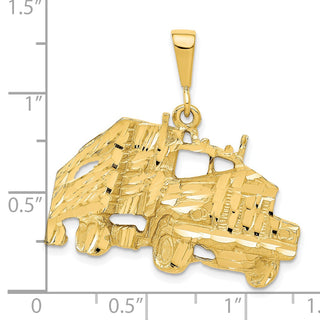 10k Yellow Gold Solid Diamond-cut Semi w/Trailer Charm