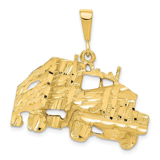 10k Yellow Gold Solid Diamond-cut Semi w/Trailer Charm