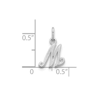 10k White Gold Initial M Charm