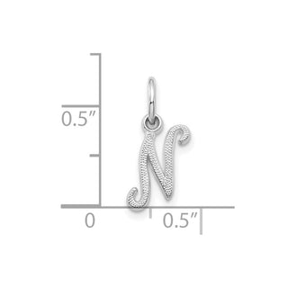 10k White Gold Initial N Charm
