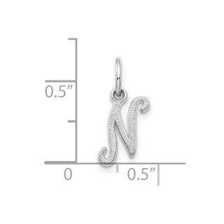 10k White Gold Initial N Charm