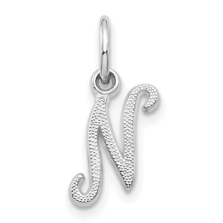 10k White Gold Initial N Charm