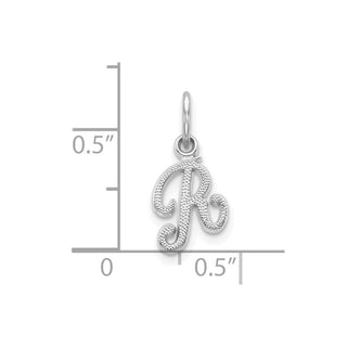 10k White Gold Initial R Charm