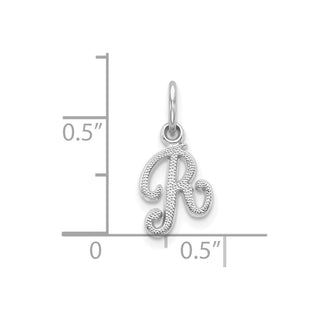 10k White Gold Initial R Charm