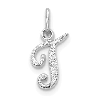 10k White Gold Initial T Charm