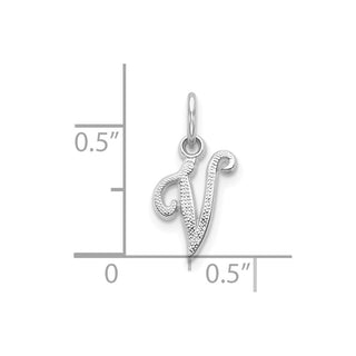 10k White Gold Initial V Charm