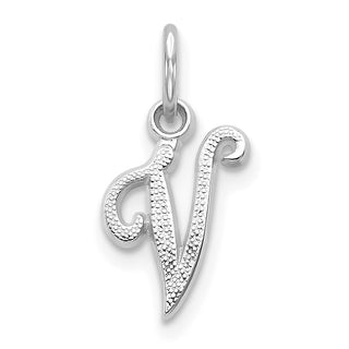 10k White Gold Initial V Charm