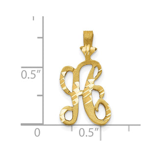 10k Yellow Gold Diamond-Cut Grooved Initial A Charm