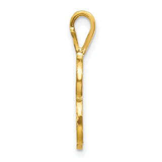 10k Yellow Gold Diamond-Cut Grooved Initial B Pendant
