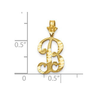 10k Yellow Gold Diamond-Cut Grooved Initial B Pendant