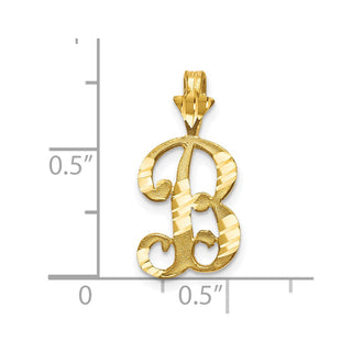 10k Yellow Gold Diamond-Cut Grooved Initial B Charm
