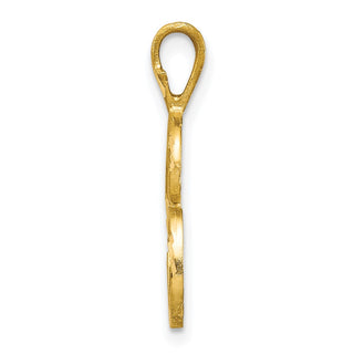 10k Yellow Gold Diamond-Cut Grooved Initial C Pendant