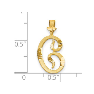10k Yellow Gold Diamond-Cut Grooved Initial C Pendant