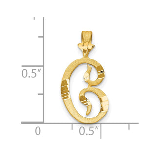 10k Yellow Gold Diamond-Cut Grooved Initial C Pendant