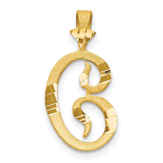 10k Yellow Gold Diamond-Cut Grooved Initial C Pendant