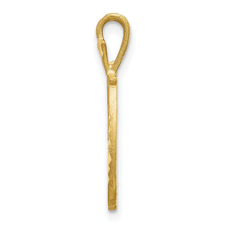 10k Yellow Gold Diamond-Cut Grooved Initial D Pendant