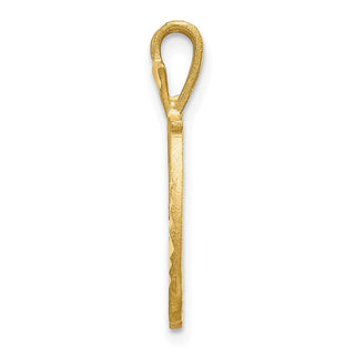 10k Yellow Gold Diamond-Cut Grooved Initial D Pendant