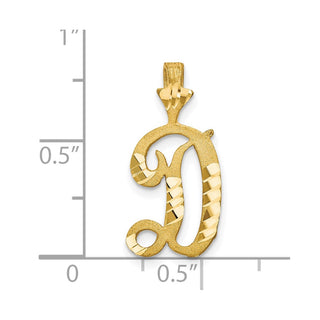 10k Yellow Gold Diamond-Cut Grooved Initial D Pendant
