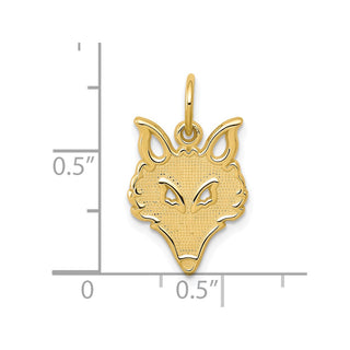 10k Yellow Gold Solid Flat Back Small Fox Head Charm
