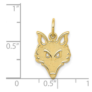 10k Yellow Gold Solid Flat Back Small Fox Head Charm