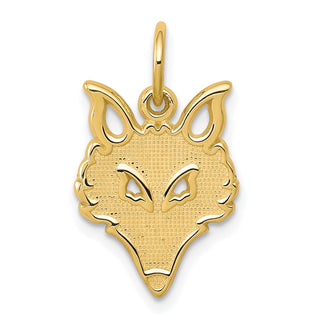 10k Yellow Gold Solid Flat Back Small Fox Head Charm
