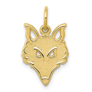 10k Yellow Gold Solid Flat Back Small Fox Head Charm