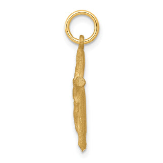 10k Yellow Gold Solid Satin Polished Cross Charm