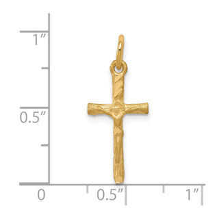 10k Yellow Gold Solid Satin Polished Cross Charm
