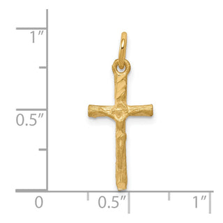 10k Yellow Gold Solid Satin Polished Cross Charm