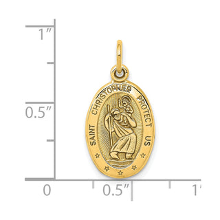 10k Yellow Gold Solid Satin Polished St. Christopher Pendant 10C85