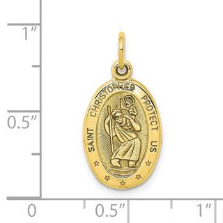 10k Yellow Gold Solid Satin Polished St. Christopher Pendant 10C85
