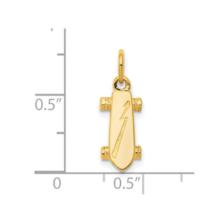 10k Yellow Gold Solid 3-D Skateboard Charm