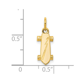 10k Yellow Gold Solid 3-D Skateboard Charm