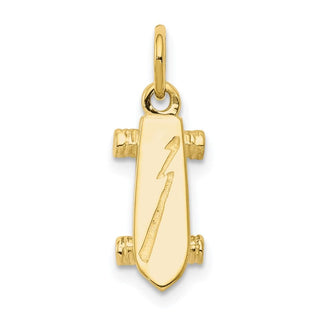 10k Yellow Gold Solid 3-D Skateboard Charm