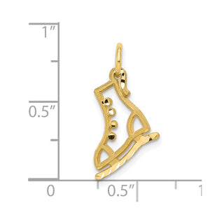 10k Yellow Gold Diamond-Cut Ice Skate Charm
