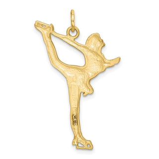 10k Yellow Gold Solid Diamond-Cut Figure Skater Charm