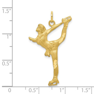 10k Yellow Gold Solid Diamond-Cut Figure Skater Charm