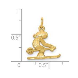 10k Yellow Gold Diamond-Cut Skier Charm
