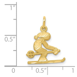 10k Yellow Gold Diamond-Cut Skier Charm