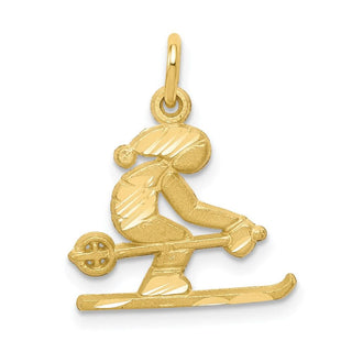 10k Yellow Gold Diamond-Cut Skier Charm