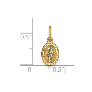 10k Yellow Gold Solid Satin Polished St. Christopher Pendant 10C89