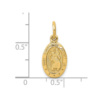 10k Yellow Gold Solid Satin Polished St. Christopher Pendant 10C90